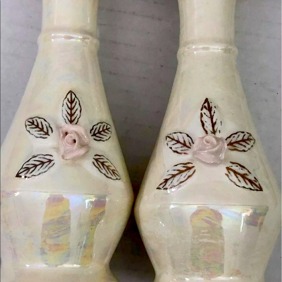$6 each! Lot 2 Perfume Bottles Stopper porcelain Iridescent Opalescent VINTAGE - Picture 3 of 12